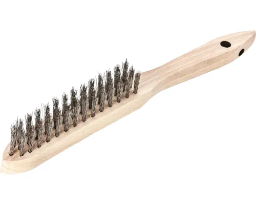 Perie de sârmă inoxidabilă Lessmann 290mm, 3 rânduri, mâner din lemn buc