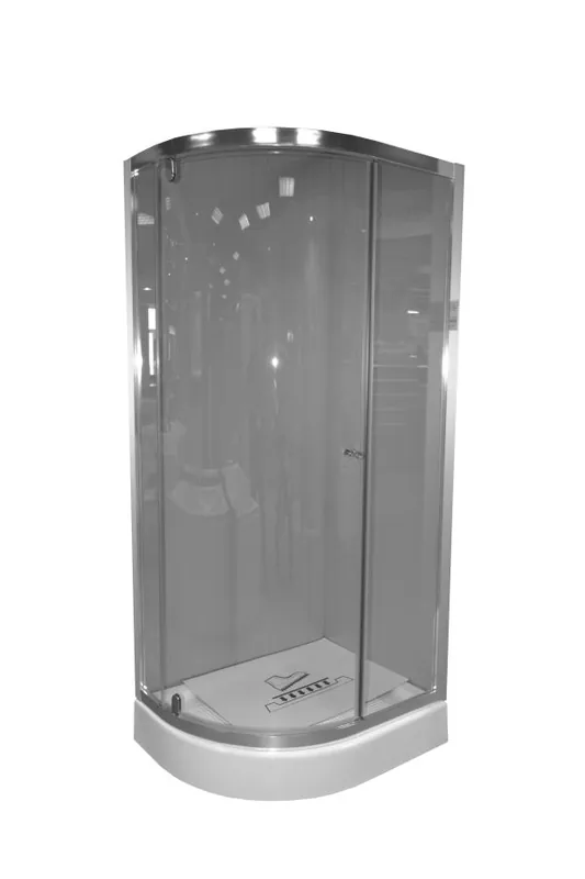 Cabina dus, Belform, Clear, semirotunda, sticla securizata 6 mm, transparenta, profil crom, fara cadita, 90x70x185 cm