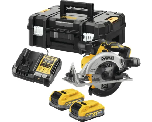 Fierăstrău circular pe bază de acumulator DeWalt DCS565S2T-QW Li-Ion 18 V, lungime lamă 165mm, tăiere max. 55mm, LED, incl. 2x3,5Ah și încărcător buc