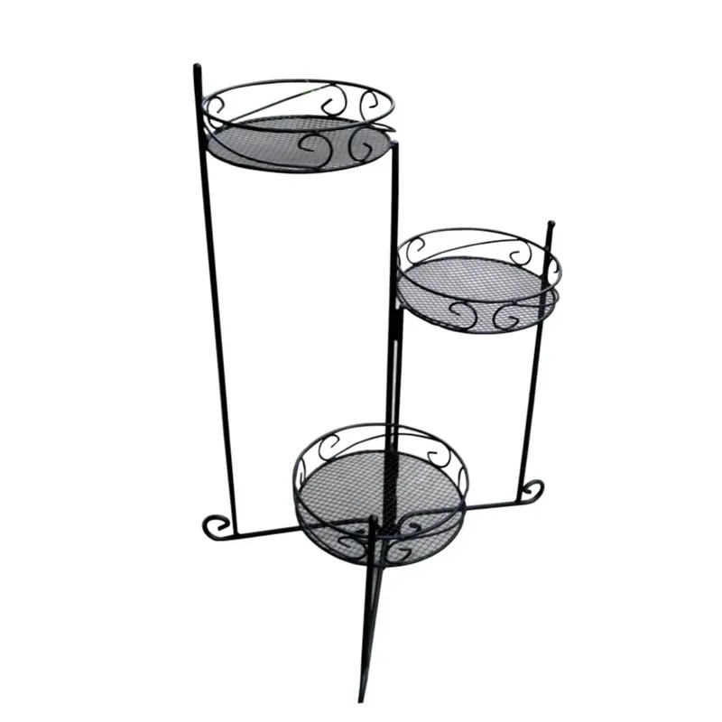 Suport ghiveci flori, cu etaje, T2, metal, negru, 65 x 25 x 20 cm buc