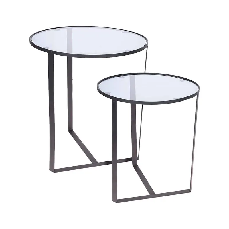 SET 2 MASUTE, 40X44 CM/45X50 CM, CULOARE NEGRU, BLAT STICLA SECURIZATA, CADRU METAL 2buc