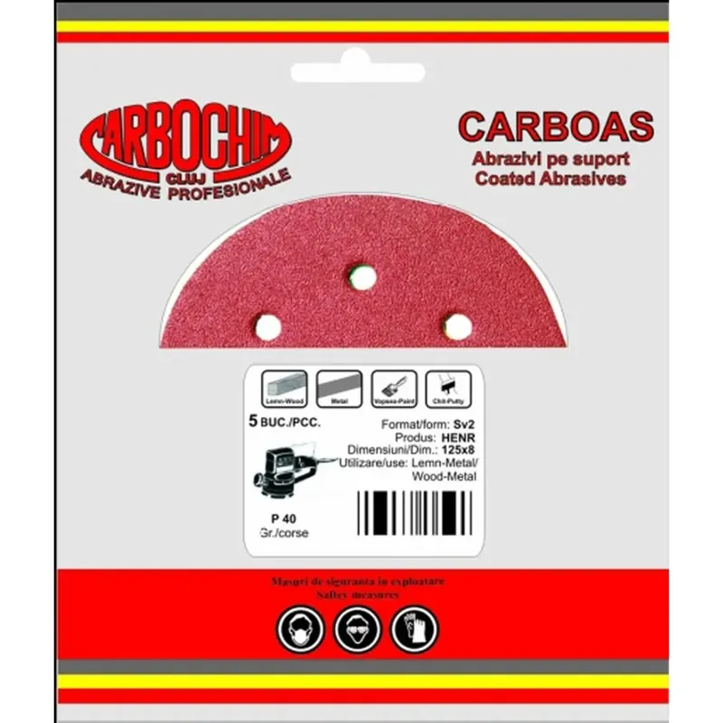 Disc abraziv cu autofixare, pentru lemn / metale, Carboas HENR, 125 mm, granulatie 400 buc
