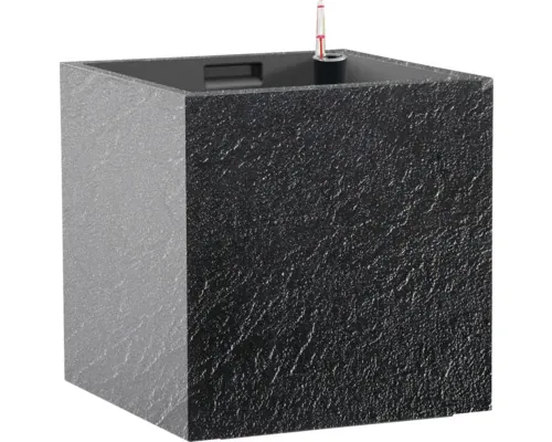Ghiveci flori cu sistem de irigare Cubico Stone plastic 27x27x27 cm antracit buc