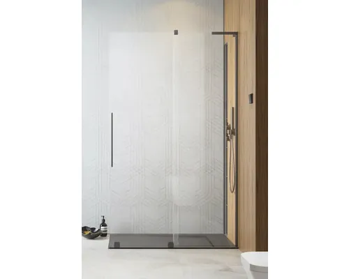 Ușă duș Walk In Radaway Furo SL Brushed Gunmetal, 50x200 cm, deschidere stânga, sticlă securizată transparentă, profil negru periat buc