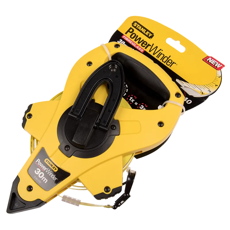 Ruleta Stanley Power Winder, clasa II, 30 m x 12,7 mm, cu clema de prindere la curea