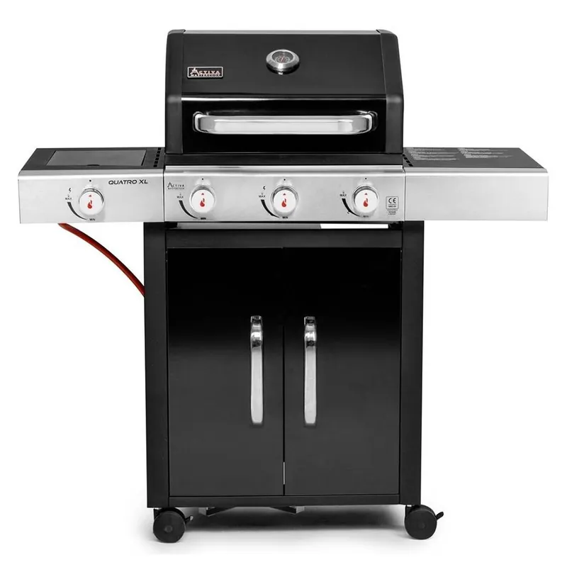 Gratar pe gaz Activa quatro xl black 19743g, 3+1 arzatoare din inox, gratare din fonta