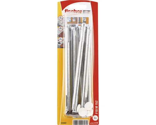 Ancore cu șurub Fischer F10M 10x152 mm, 6 bucăți, pentru rame/tocuri, incl. căpăcele de mascare pac