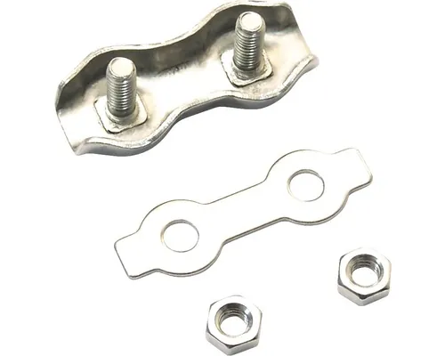 Cleme duble cabluri metalice Pösamo 4mm, oțel zincat, 2 bucăți pac