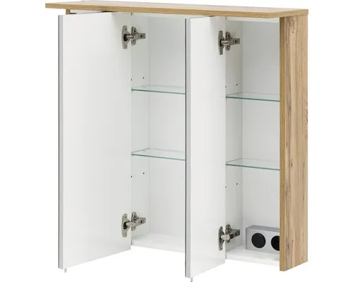 Dulap baie cu oglindă SPS 800.1 80x72 cm PAL stejar natur 3 uşi cu iluminare buc