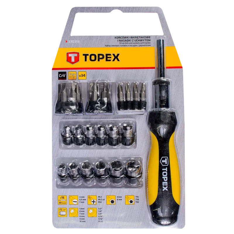 Maner suport cu 29 accesorii Topex