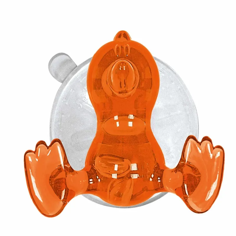 Cuier baie Kleine Wolke 34005, montaj pe perete, cu ventuza, forma pasare, portocaliu, cu 2 agatatori buc