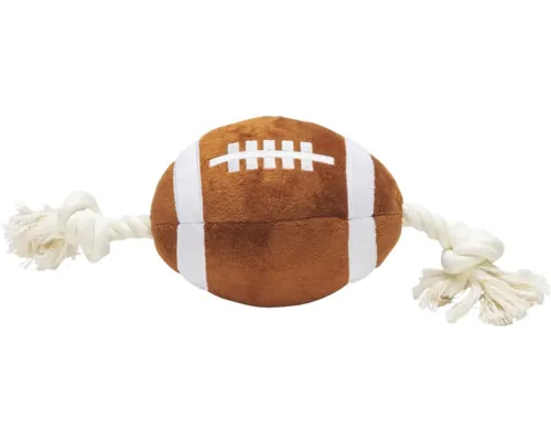 Jucărie câini Beeztees minge rugby cu sfoară pluș 33x11x11 cm buc