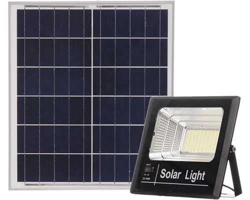 Proiector solar cu LED QL Lighting 8000 lumeni 3000-8000K, cu telecomandă, aluminiu negru buc