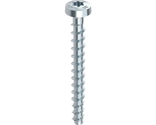 Șuruburi cu fixare directă în beton Heco Multi-Monti-Plus P 6x30 mm oțel zincat, 200 bucăți, cap bombat, sistem GripFit pac