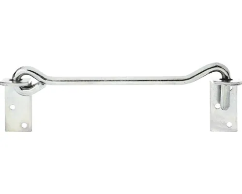 Cârlig fereastră/poartă cu ochi de blocare Alberts Ø12 x 590mm, fixare în șuruburi, oțel zincat galben buc