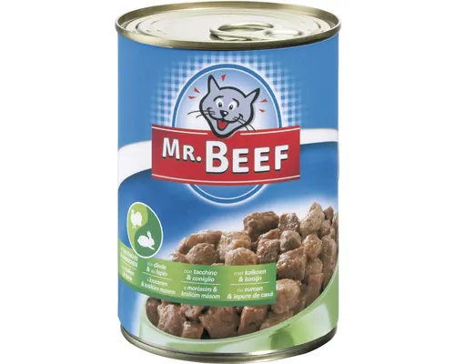 Hrană umedă pentru pisici MR. BEEF cu curcan și iepure 400 g buc