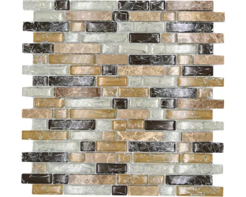Mozaic sticlă-piatră naturală XIC V1353 Emperador deschis 29,8x30,5 cm buc