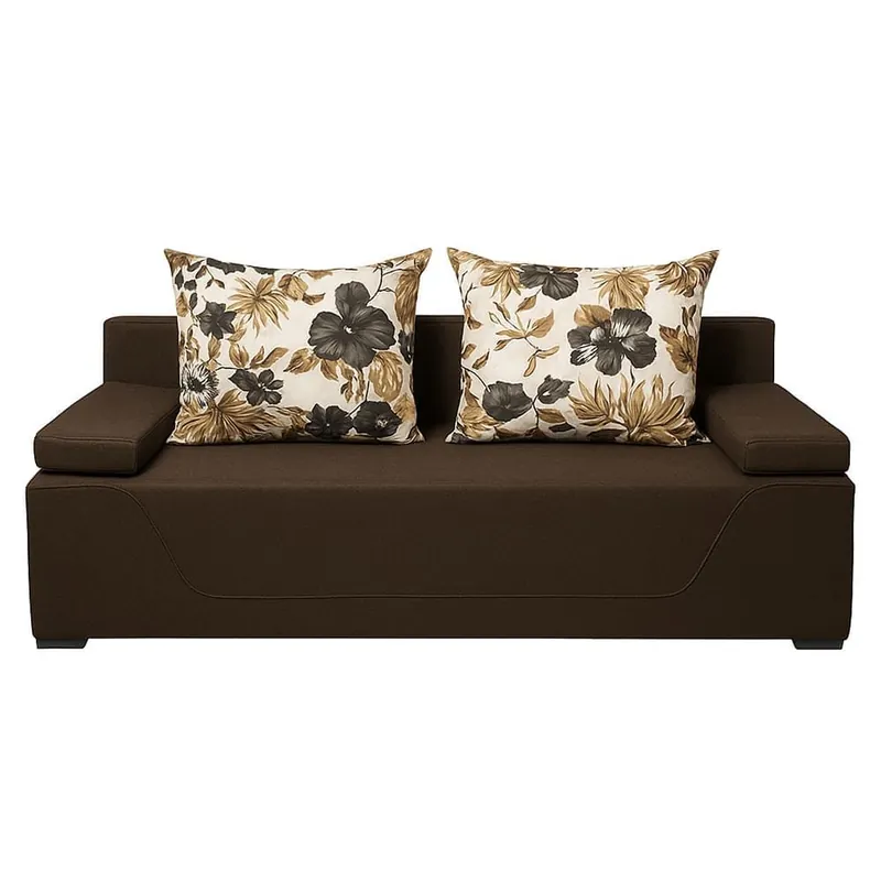 Canapea extensibila Kate, 2-3 locuri, culoare maro, material textil, perne detasabile