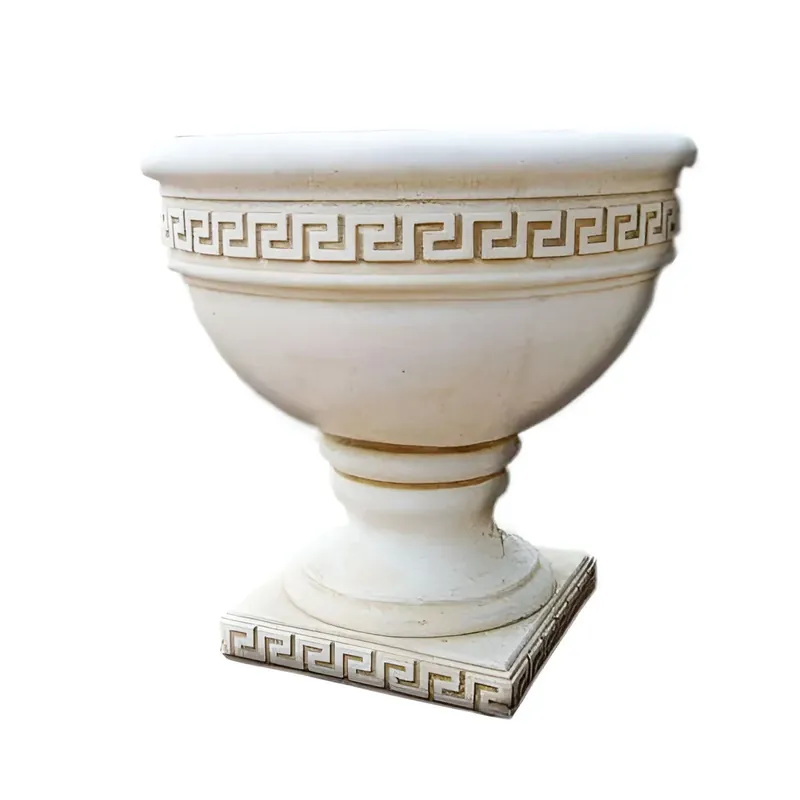 Jardiniera din beton Versace, exterior, model cupa, rotunda, alb, 42 x 42 cm buc