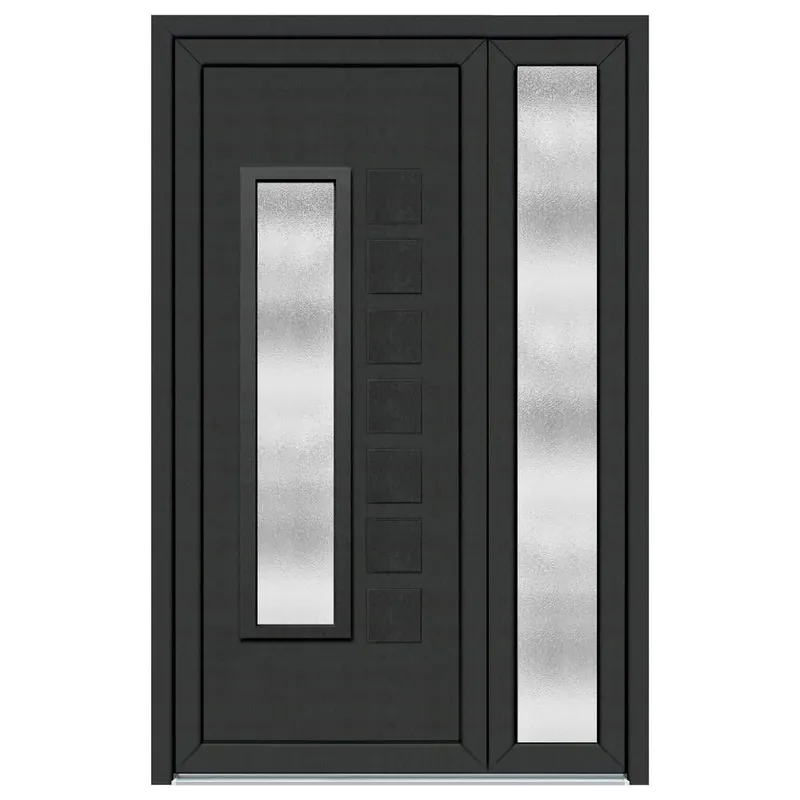 Usa PVC pentru intrare, antracit, 130 x 200 cm, 5 camere, dreapta