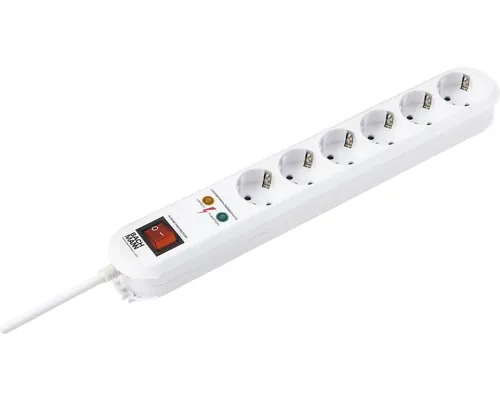 Prelungitor electric Bachmann Smart 6 prize 1,5m 3680W alb, cu întrerupător, cu protecție la supratensiune buc