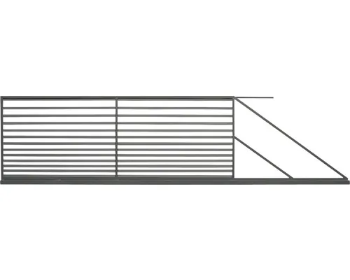 Poartă culisantă Polbram Tulisa oțel galvanizat 400x150 cm deschidere dreapta antracit buc