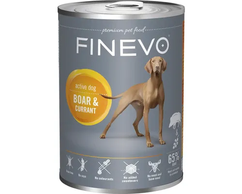 Hrană umedă pentru câini FINEVO Active cu vânat și coacăze 400 g buc