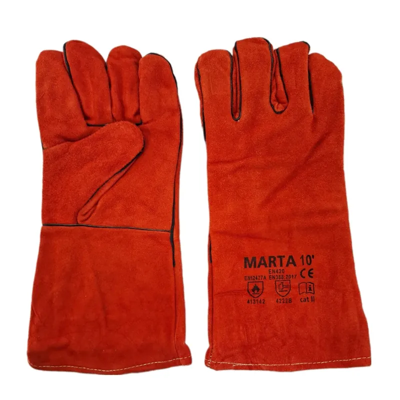 Manusi sudura Marta, piele spalt, rosu, marimea 10 buc