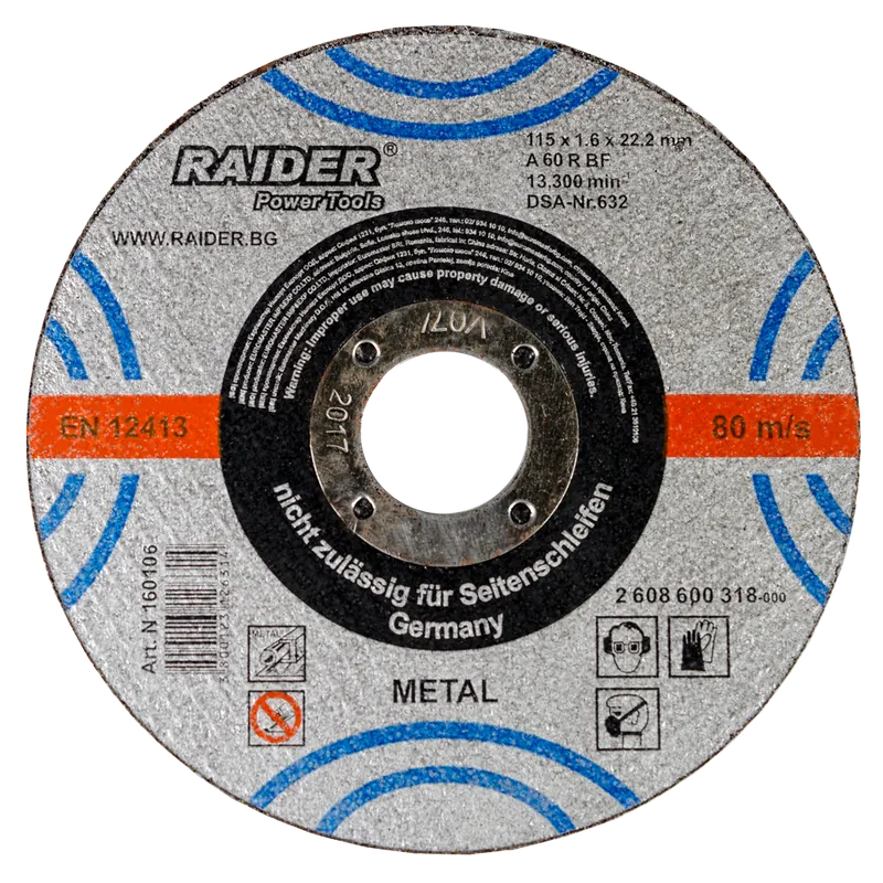 Disc debitare metal, Raider, 115 x 22.2 x 1,6 mm