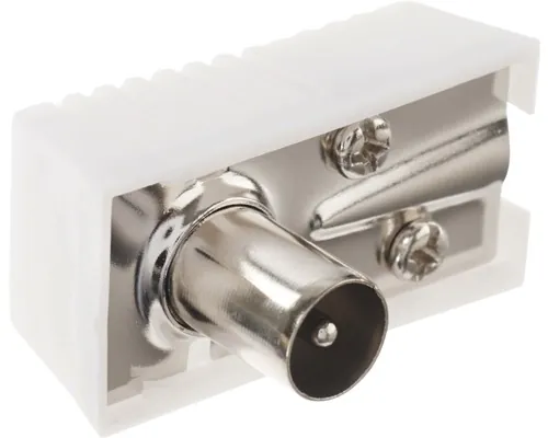 Mufă TV unghi 90° din plastic S-Impuls pentru cablu coaxial (conector tată) buc