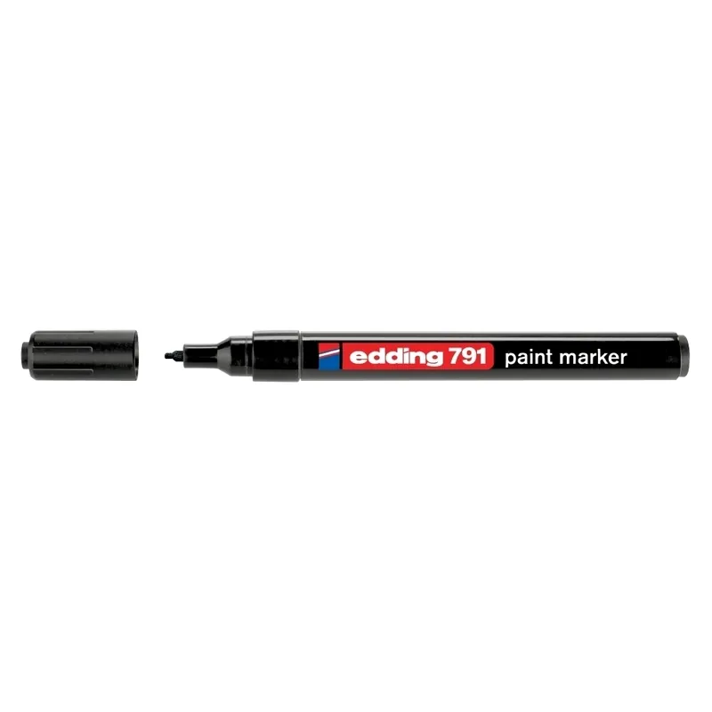 Marker permanent Edding 791, corp plastic, varf rotund, 1-2 mm, cu vopsea neagra