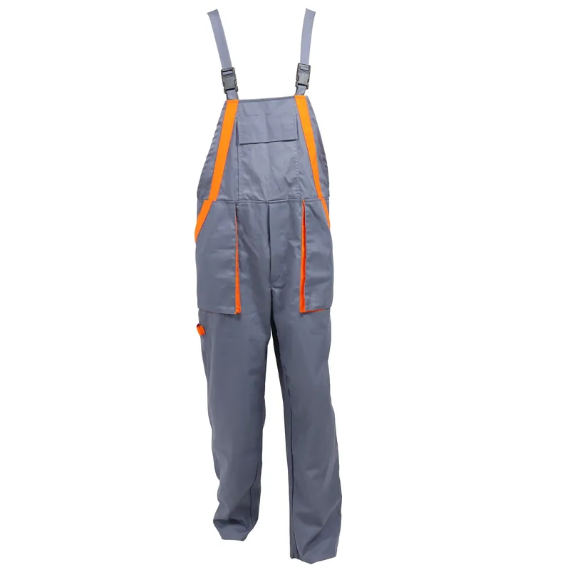 Pantaloni cu pieptar BBC, bumbac + poliester, gri + portocaliu, marimea 52