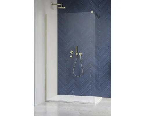 Duș Walk In Radaway Modo New II, 80x200 cm, sticlă securizată transparentă, profil auriu periat buc