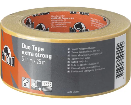 Bandă dublu adezivă extra rezistentă pentru mochete ROXOLID maro 50 mm x 25 m buc