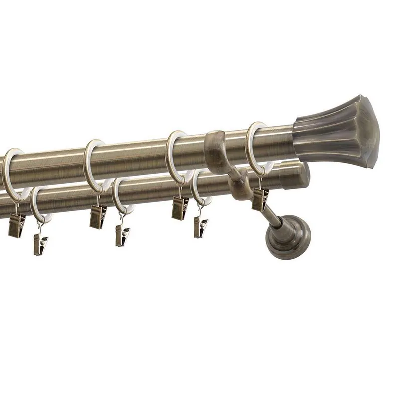 Galerie metalica, accesorii incluse kit gal.metal Rodos dbl.25/19mm 240cm aur.ant.