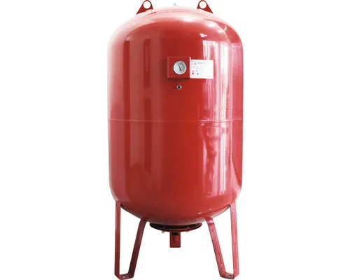 Vas expansiune pentru sistem încălzire Fornello 150 l, vertical, cu picioare și manometru, 10 bar, membrană EPDM, roșu buc
