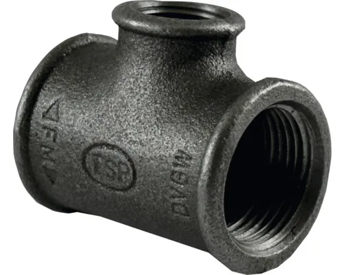 Teu redus fontă 3/4”-1/2” FI-FI negru buc