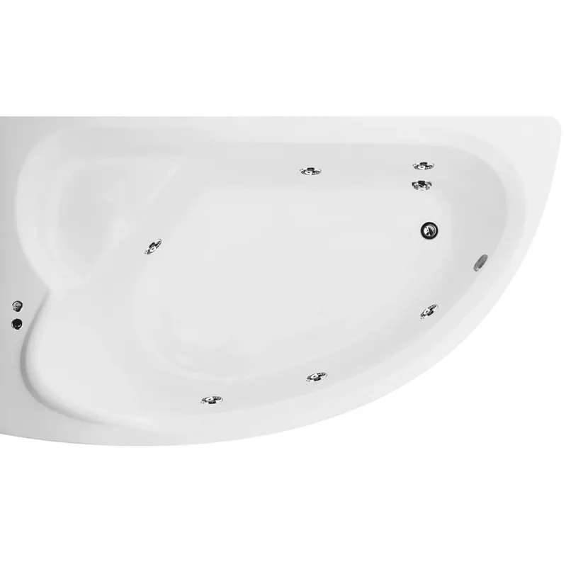 Cada baie cu hidromasaj asimetrica, montaj pe colt, stanga Martplast Corsica, acril, 165 x 96 cm buc