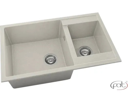Chiuvetă bucătărie granixit 2 cuve FAT Avangard 234 49x90 cm fără picurător Silver Stone reversibilă buc