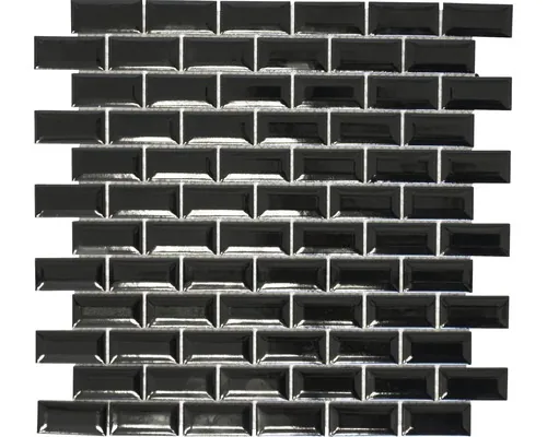 Mozaic piscină ceramic Brick Bond Diamond CBB 108 uni negru 30x30 cm buc
