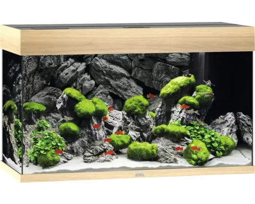 Acvariul JUWEL Rio 180 cu iluminare cu LED, pompă, filtru, încălzitor, fără dulap inferior, lemn de culoare deschisă buc