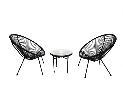 Set mobilier grădină/terasă 3 piese 2 locuri negru buc