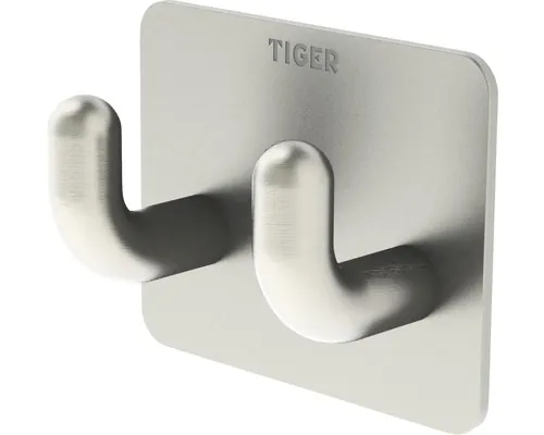 Cuier baie TIGER Pinky, 2 agățători, montaj prin lipire, inox buc