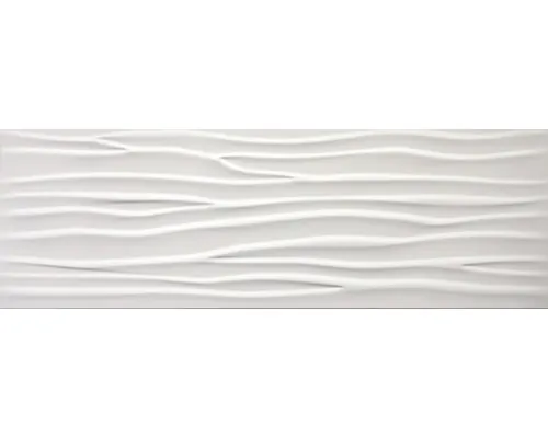 Faianță 3D Wave White albă lucioasă rectificată 30x90 cm pac
