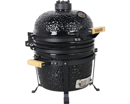 Grătar cu cărbuni Tenneker Lunar TC-3 ceramică Ø 33,5 cm negru incl. termometru în capac buc