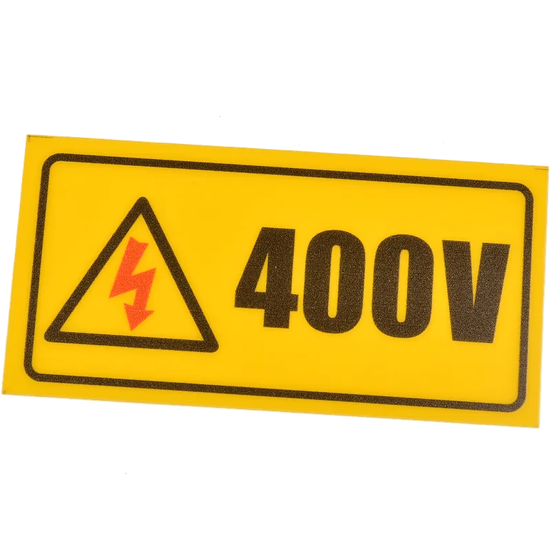 Indicator avertizare 400 V, dreptunghiular, galben, 10 x 5 cm, 10 buc.