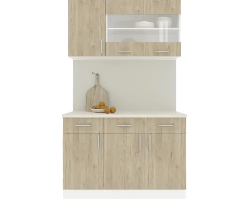 Mobilă de bucătărie Karo V3, L 120 cm, alb/lemn natural buc