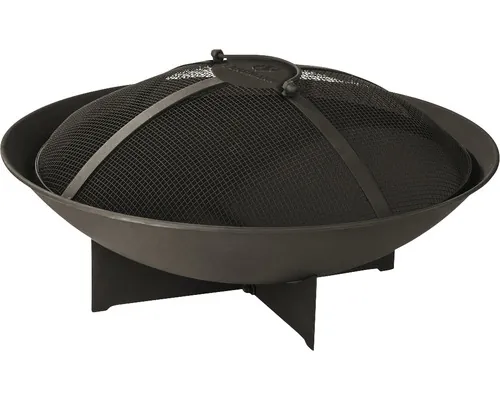 Vatră de foc Landmann oțel Ø 60 cm H 35 cm negru incl. grill, capac și vătrai buc