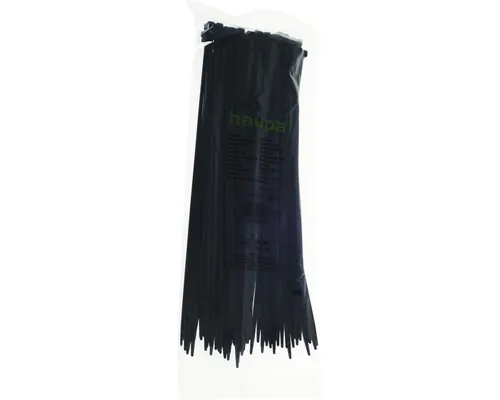 Colier plastic/șoricei prindere Haupa 4,8x302 mm, pachet 100 bucăți, negru