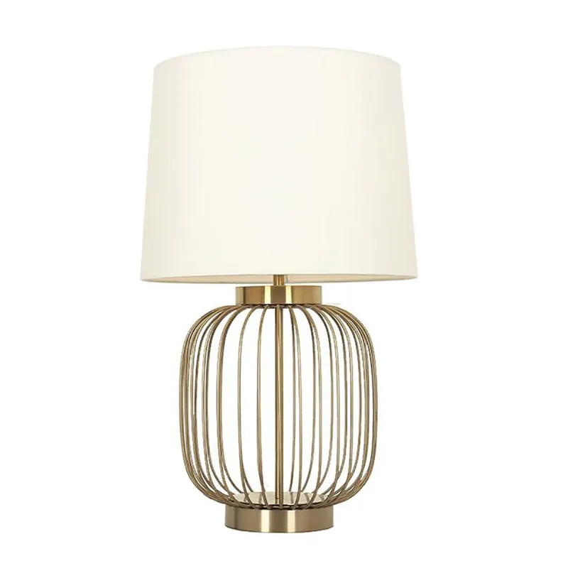 Veioza Simone, 35x35x58 cm, e27, 40 w, metal/textil, bronz/alb